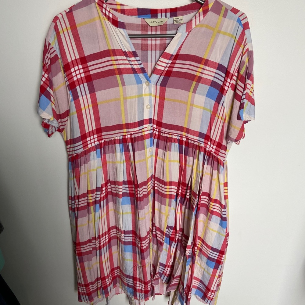 Anthropologie Plaid Button Front Dress